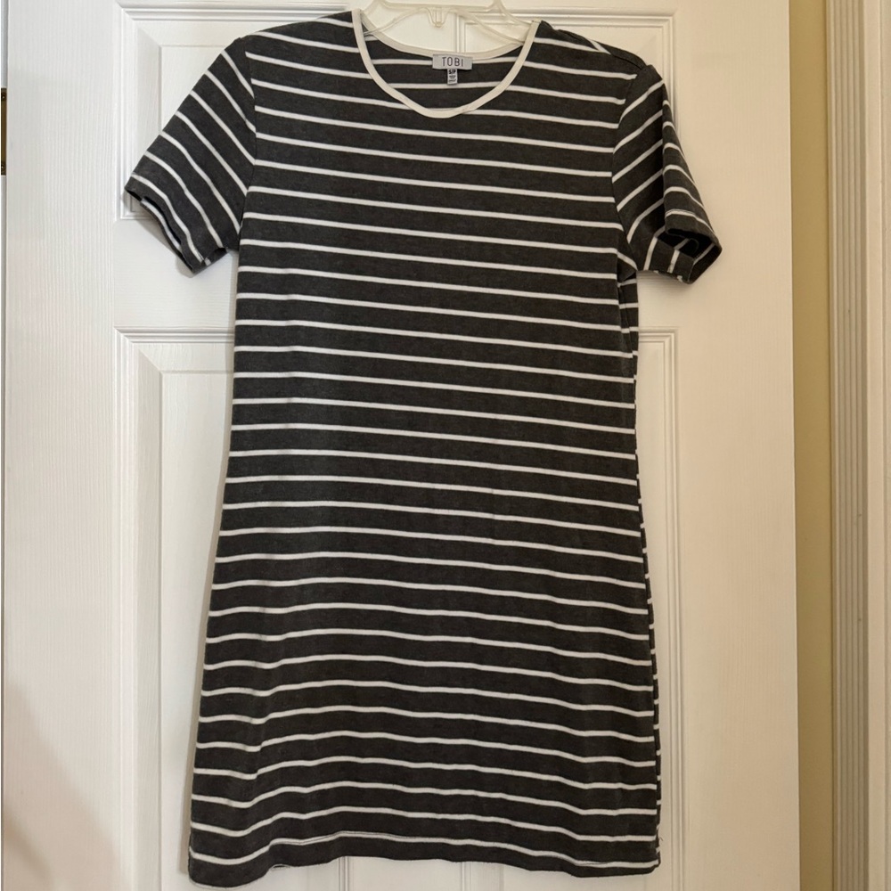 Tobi Gray and White Striped Dress